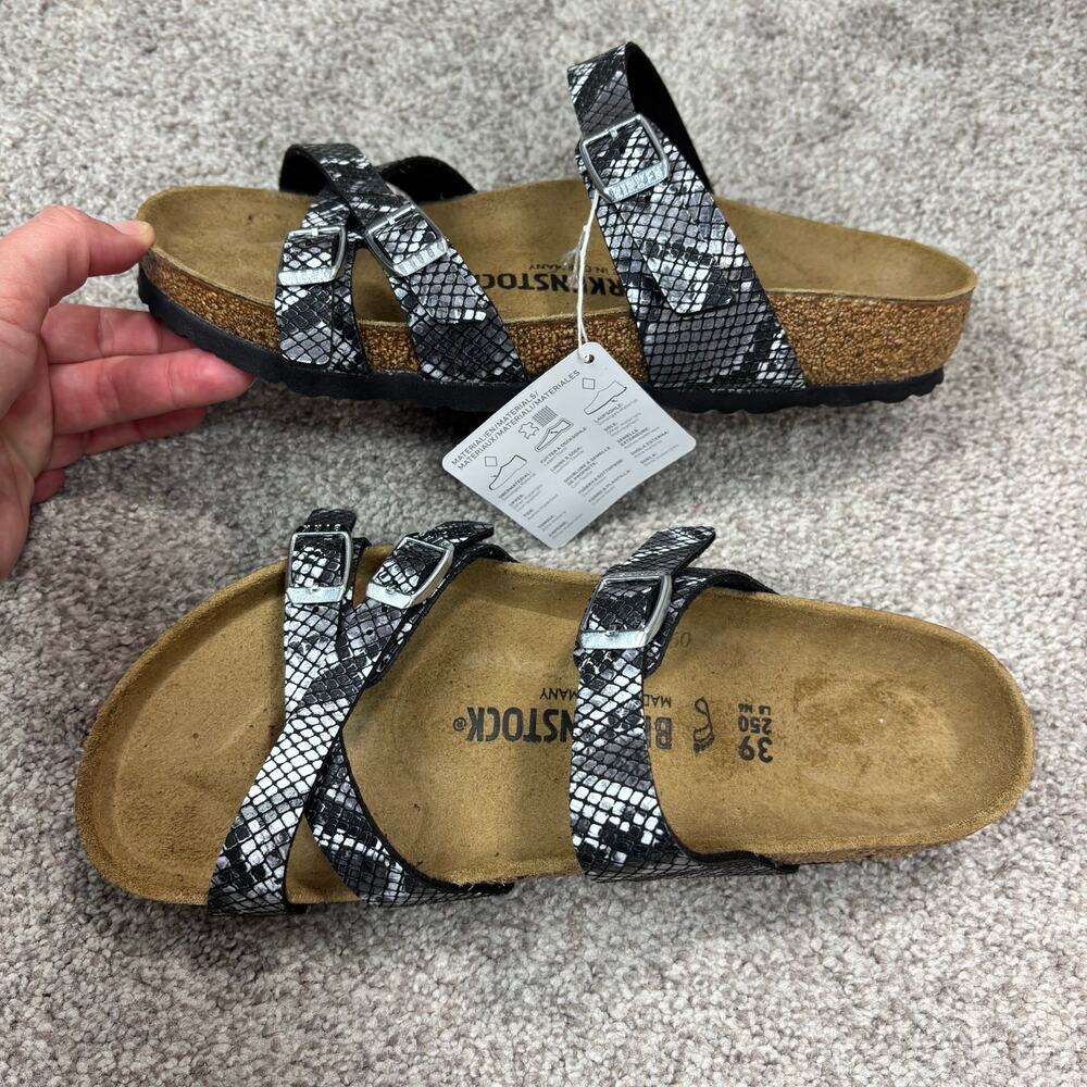 NWT! Birkenstock Women's Franca Sandals Black python-print size 39 - Picture 3 of 11
